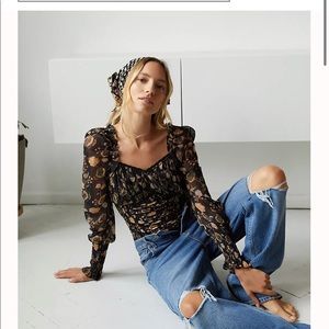 FREE PEOPLE Size M Floral Body Suit